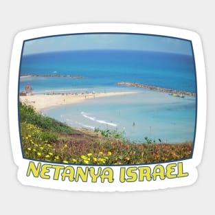 Israel, Netanya. Mediterranean Sea Beach Sticker